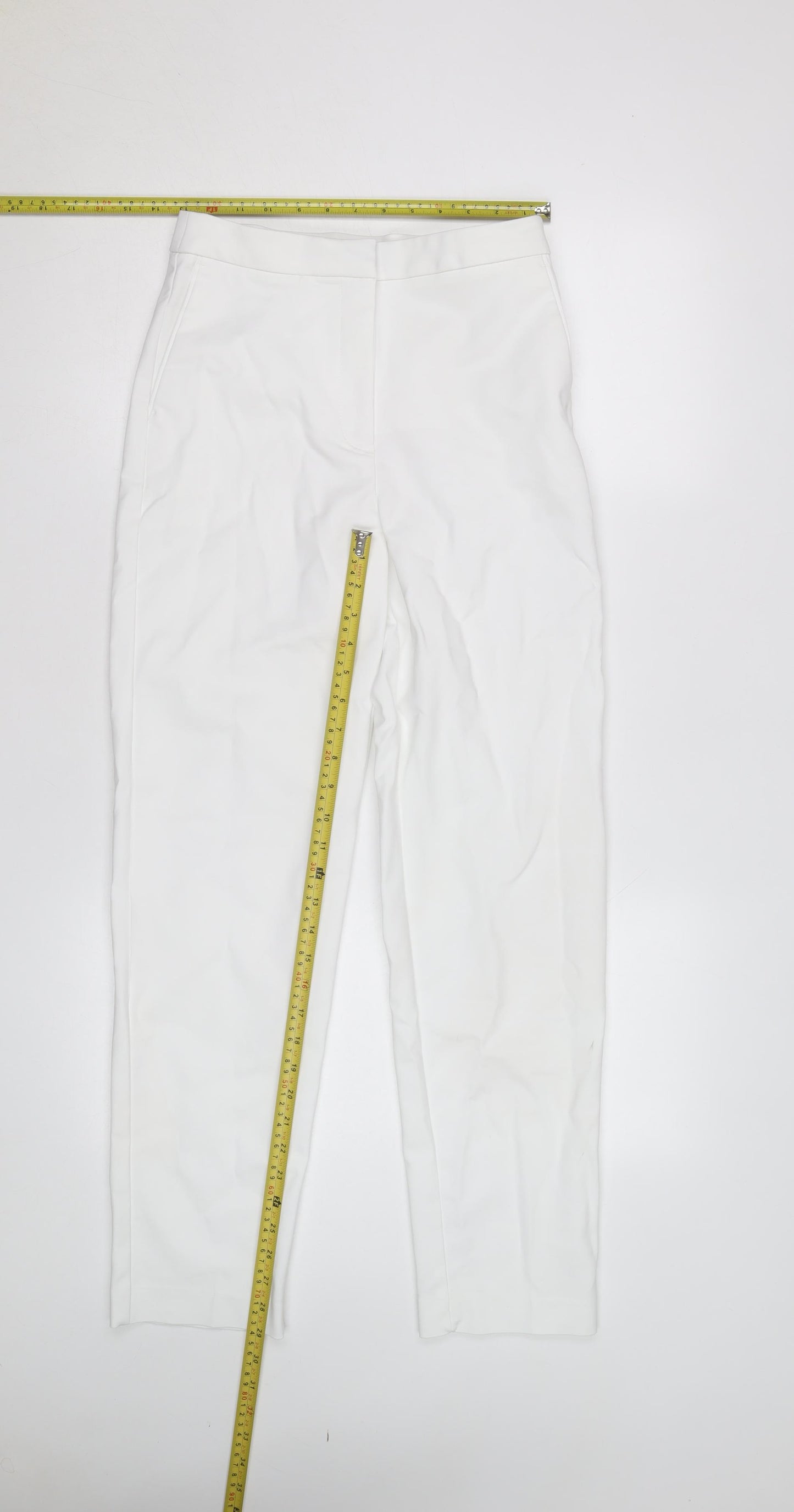 Marks and Spencer Womens White Slim Leg Trousers Size 8