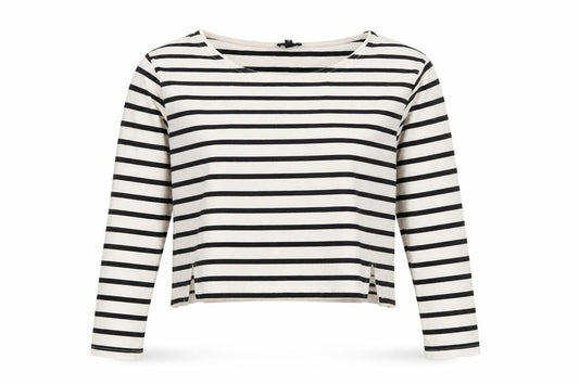 Front view of River Island Women White Striped Cropped T-Shirt, size 6