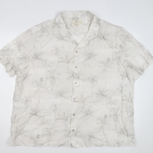 Marks and Spencer Men's Beige 4XL Regular Fit Short Sleeve Hawaiian Shirt