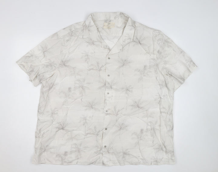 Marks and Spencer Men's Beige 4XL Regular Fit Short Sleeve Hawaiian Shirt