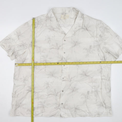 Marks and Spencer Men's Beige 4XL Regular Fit Short Sleeve Hawaiian Shirt