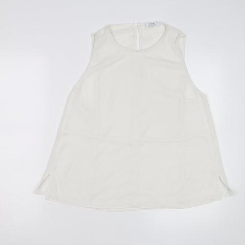 Mango Women Ivory Sleeveless Chiffon Blouse Size 14