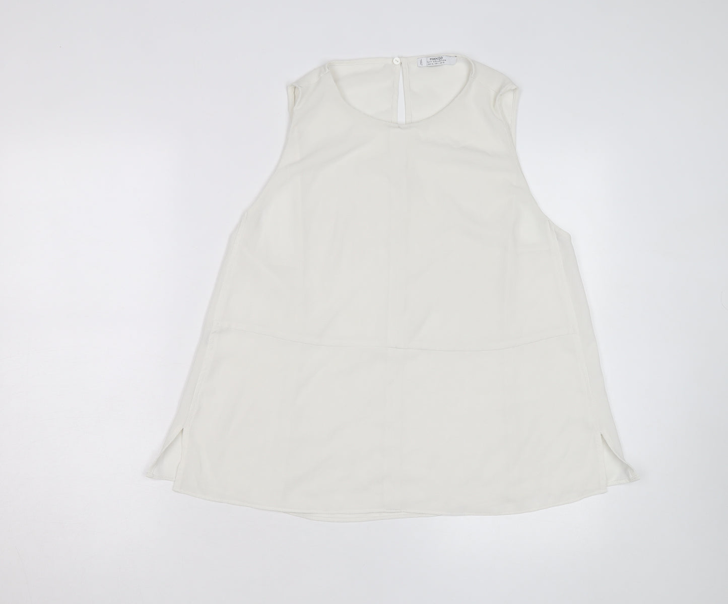 Mango Women Ivory Sleeveless Chiffon Blouse Size 14