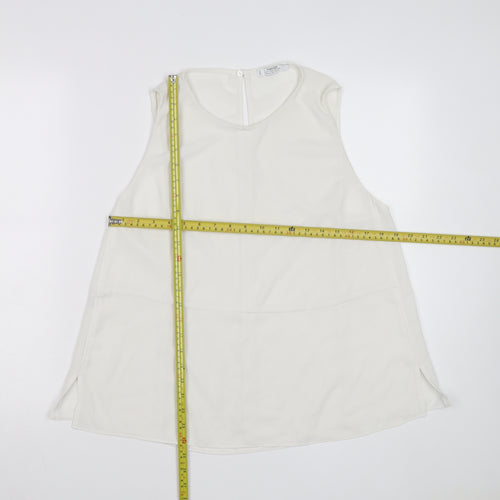 Mango Women Ivory Sleeveless Chiffon Blouse Size 14