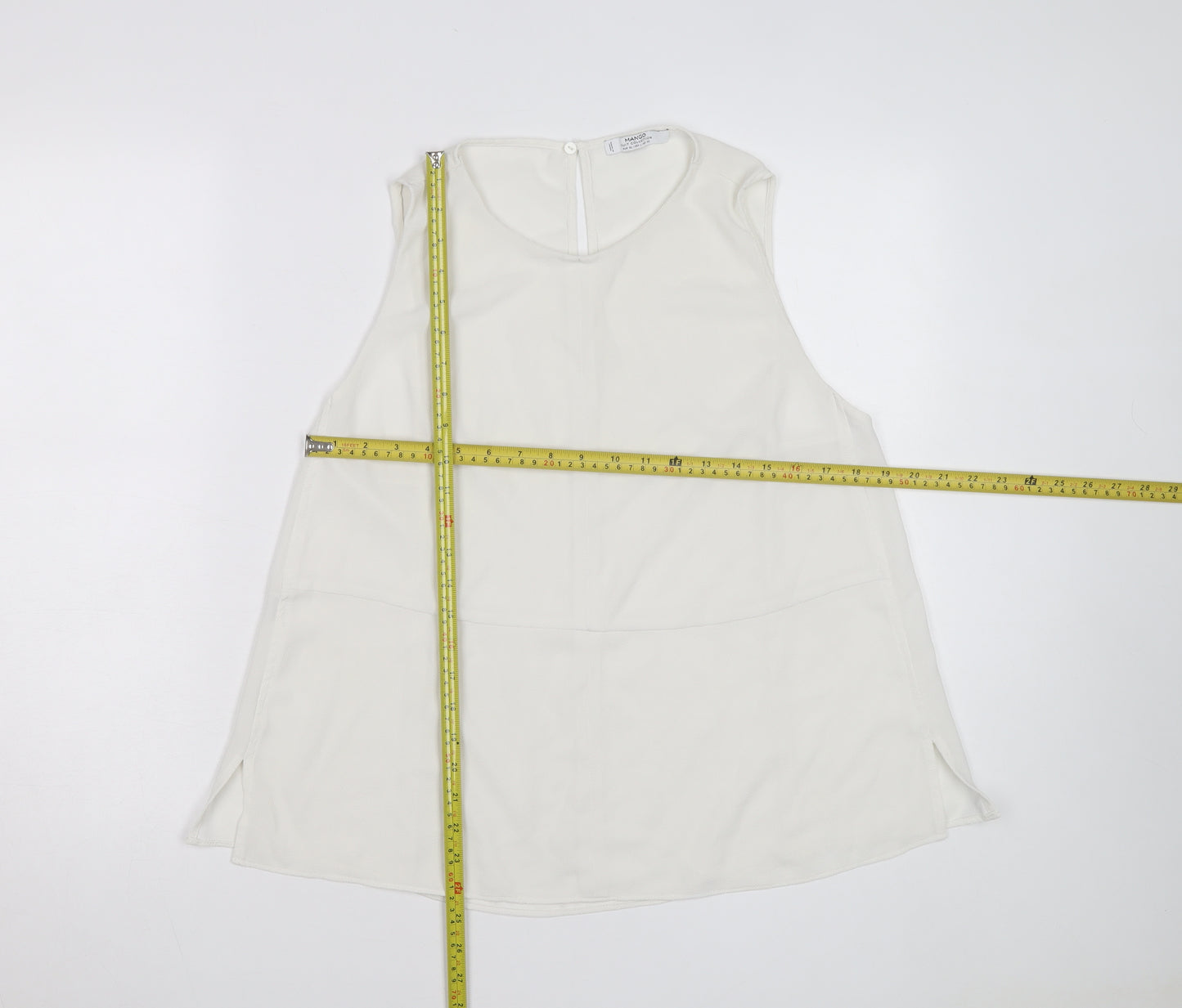 Mango Women Ivory Sleeveless Chiffon Blouse Size 14