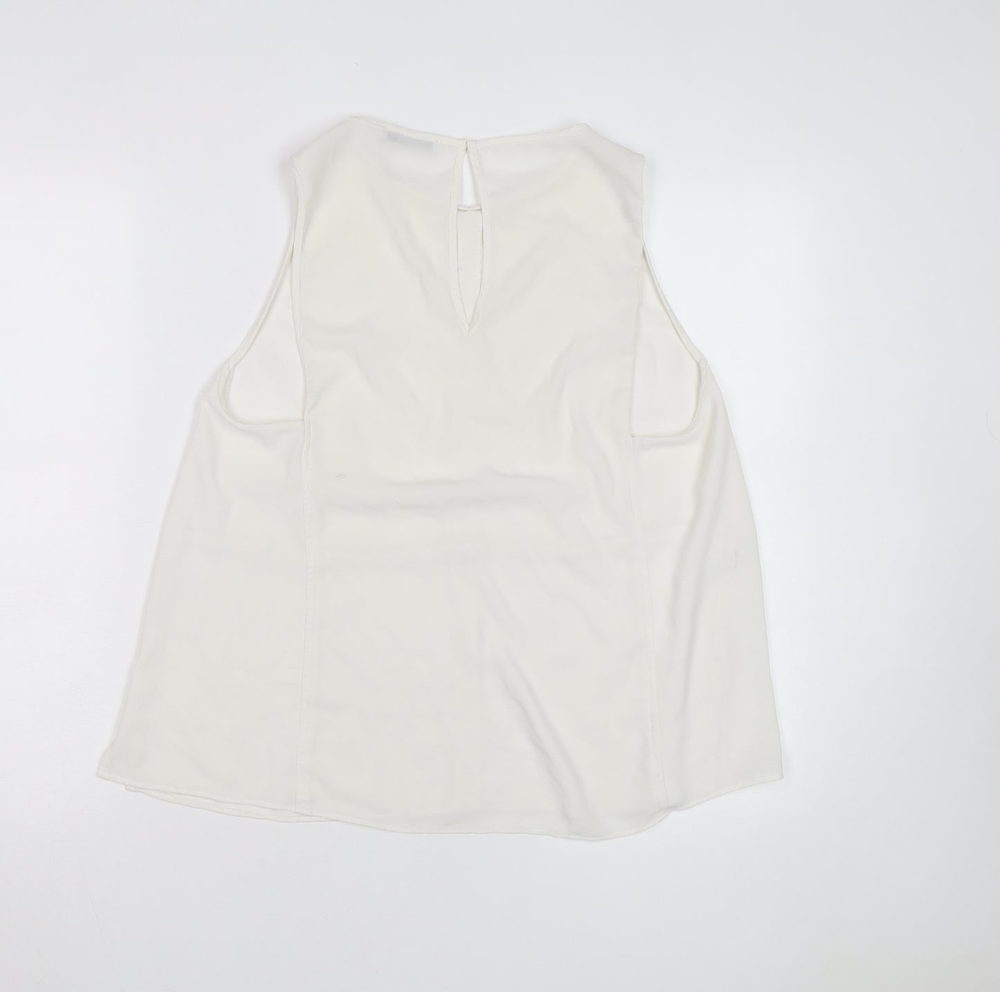 Mango Women Ivory Sleeveless Chiffon Blouse Size 14