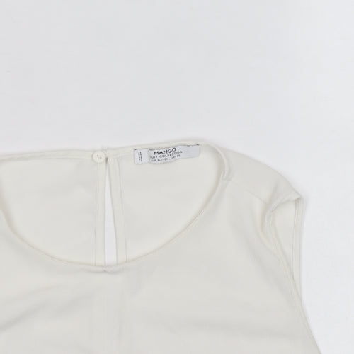 Mango Women Ivory Sleeveless Chiffon Blouse Size 14