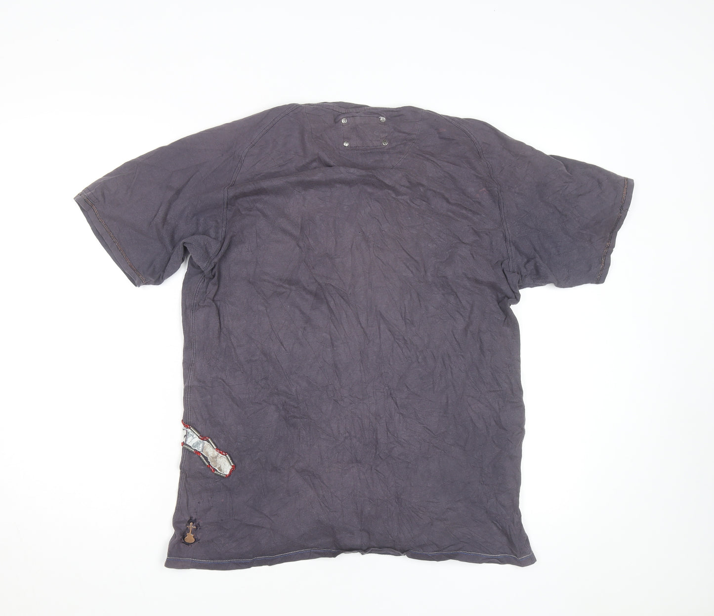 Elvis Jesus Men's Grey XL Graphic Bird Embroidered Cotton T-Shirt