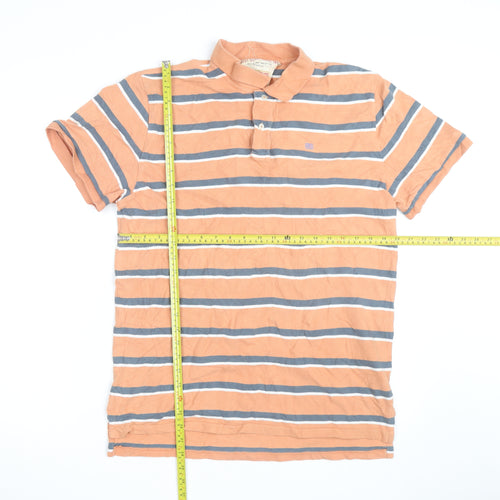 Ralph Lauren Men's Orange Striped Cotton Polo Shirt L