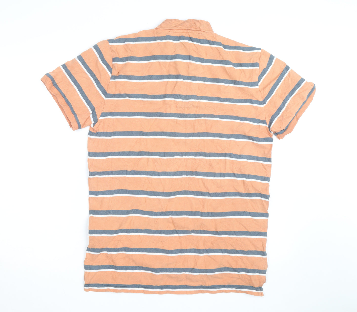 Ralph Lauren Men's Orange Striped Cotton Polo Shirt L