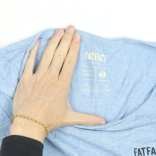 FatFace Womens Blue Short Sleeve Crew Neck Cotton T-Shirt UK 14
