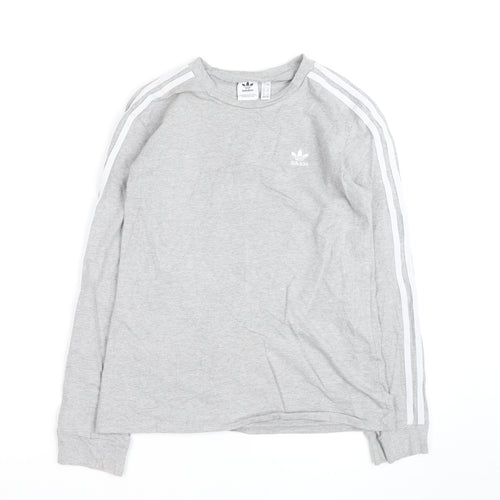 Adidas Womens Grey Long Sleeve Crew Neck T-Shirt Size 8