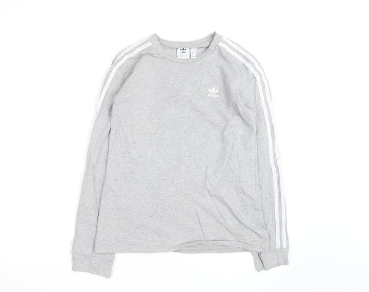 Adidas Womens Grey Long Sleeve Crew Neck T-Shirt Size 8