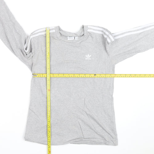 Adidas Womens Grey Long Sleeve Crew Neck T-Shirt Size 8