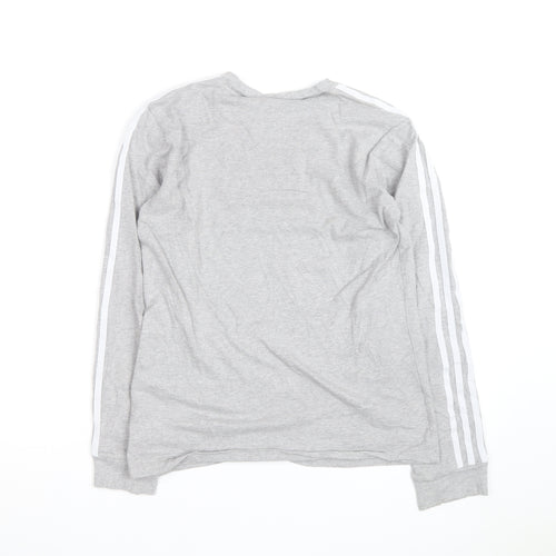 Adidas Womens Grey Long Sleeve Crew Neck T-Shirt Size 8