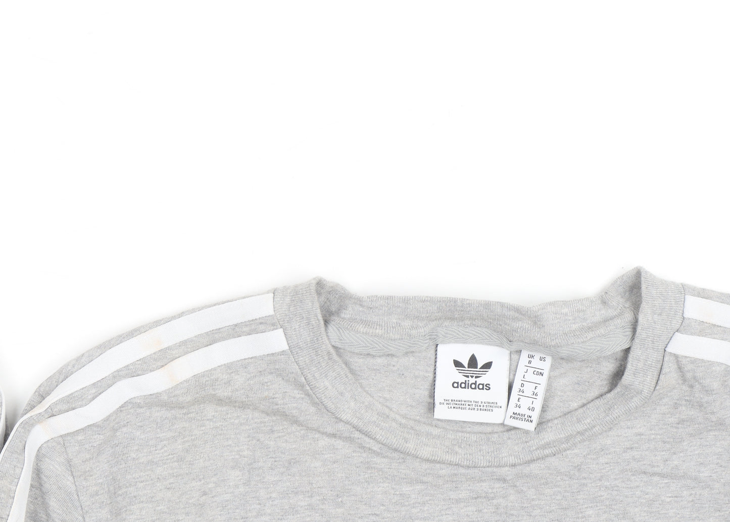 Adidas Womens Grey Long Sleeve Crew Neck T-Shirt Size 8