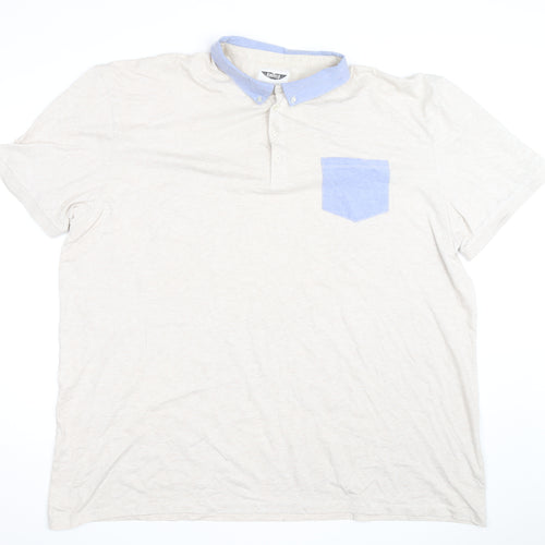 Label J Men’s Beige Short Sleeve Button-Up Shirt Size L Cotton Blend