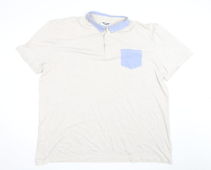 Label J Men’s Beige Short Sleeve Button-Up Shirt Size L Cotton Blend