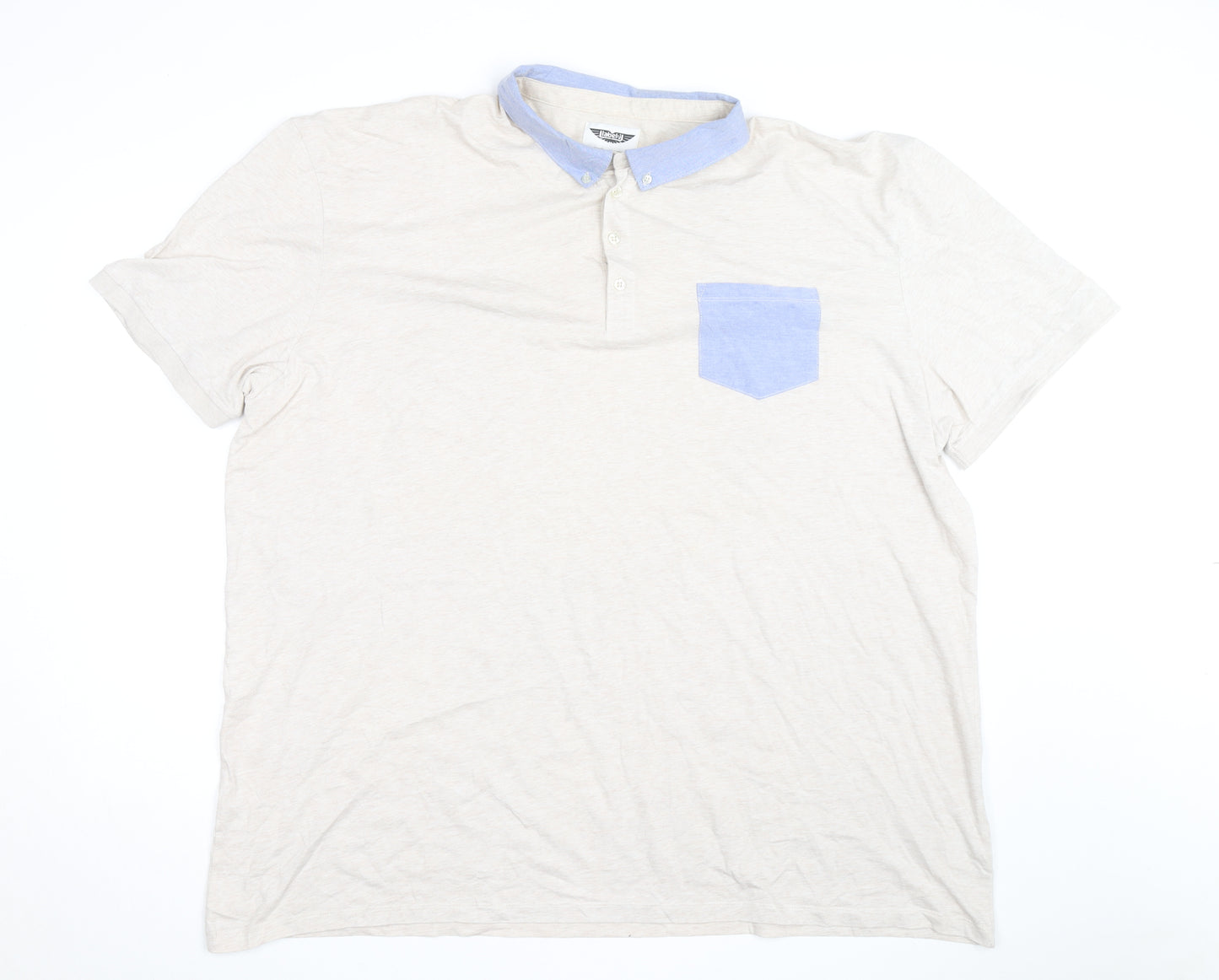 Label J Men’s Beige Short Sleeve Button-Up Shirt Size L Cotton Blend