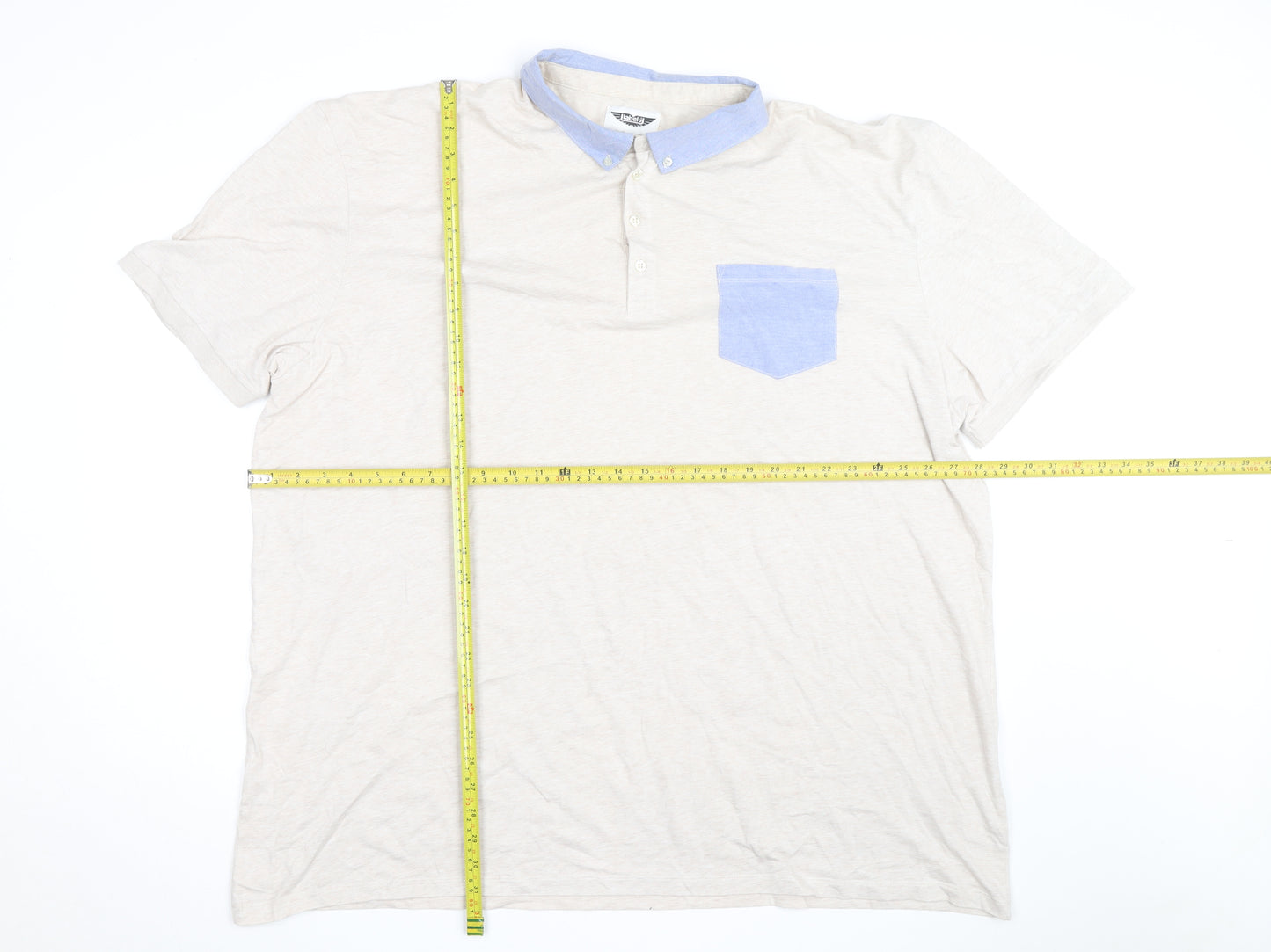 Label J Men’s Beige Short Sleeve Button-Up Shirt Size L Cotton Blend
