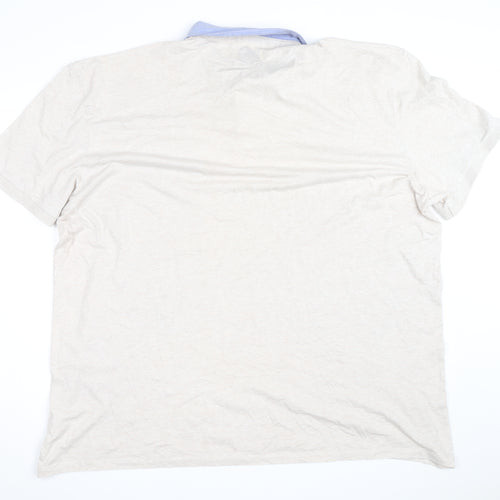 Label J Men’s Beige Short Sleeve Button-Up Shirt Size L Cotton Blend