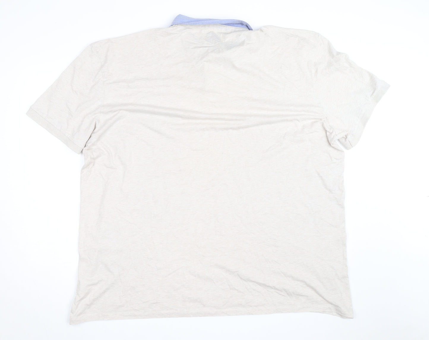 Label J Men’s Beige Short Sleeve Button-Up Shirt Size L Cotton Blend