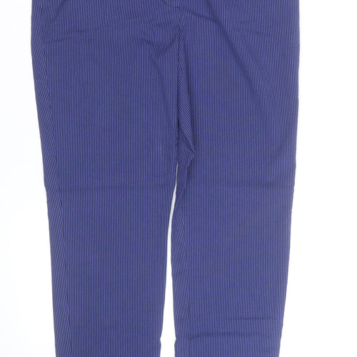 Marks and Spencer Women Blue Pinstripe Slim Fit Trousers Size 10