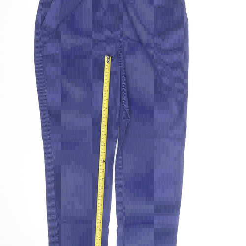 Marks and Spencer Women Blue Pinstripe Slim Fit Trousers Size 10