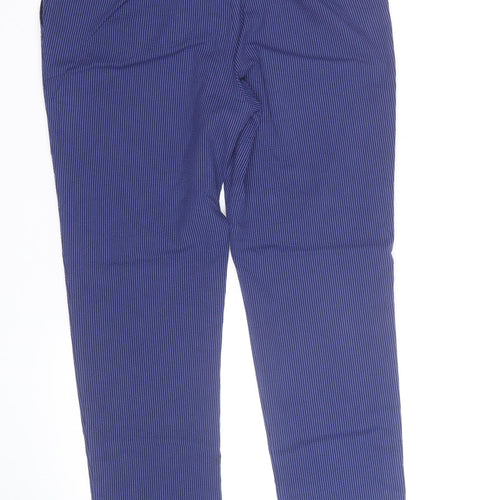 Marks and Spencer Women Blue Pinstripe Slim Fit Trousers Size 10