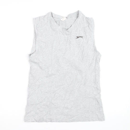 Slazenger Mens Grey Sleeveless V-Neck Cotton T-Shirt XS