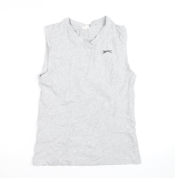 Slazenger Mens Grey Sleeveless V-Neck Cotton T-Shirt XS