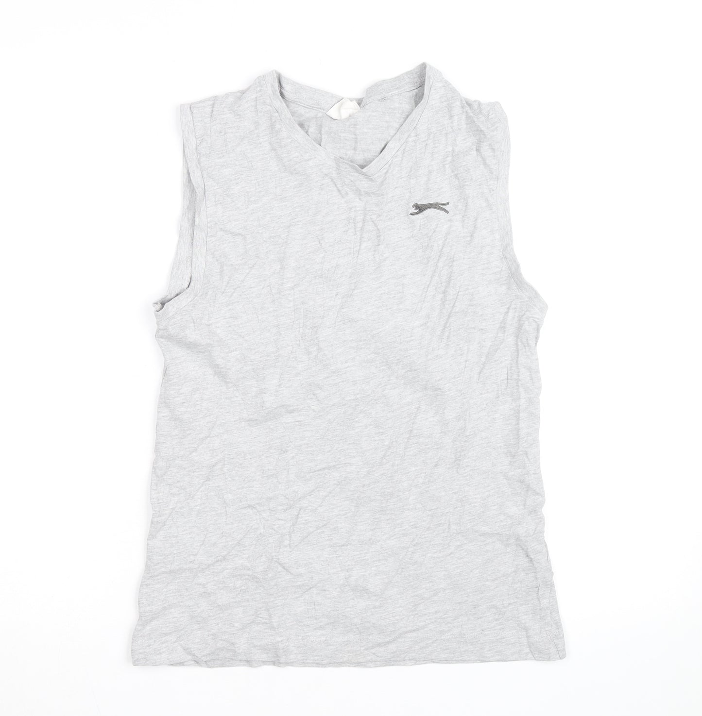 Slazenger Mens Grey Sleeveless V-Neck Cotton T-Shirt XS