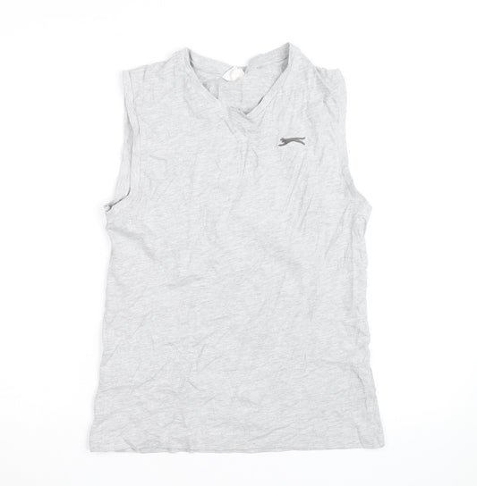 Slazenger Mens Grey Sleeveless V-Neck Cotton T-Shirt XS