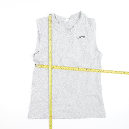 Slazenger Mens Grey Sleeveless V-Neck Cotton T-Shirt XS