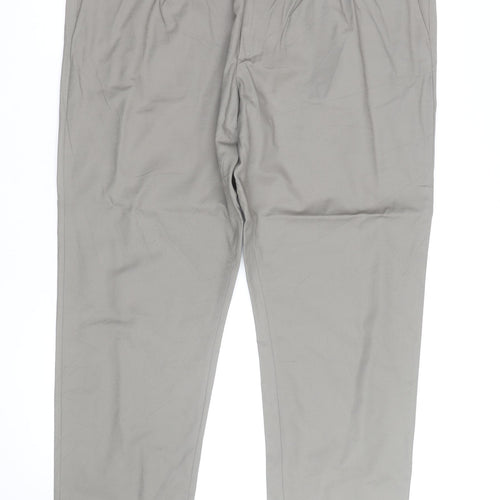 Marks and Spencer Autograph Men's Beige 40 Regular Tapered Cotton Trousers