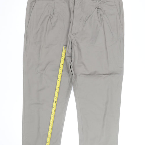 Marks and Spencer Autograph Men's Beige 40 Regular Tapered Cotton Trousers
