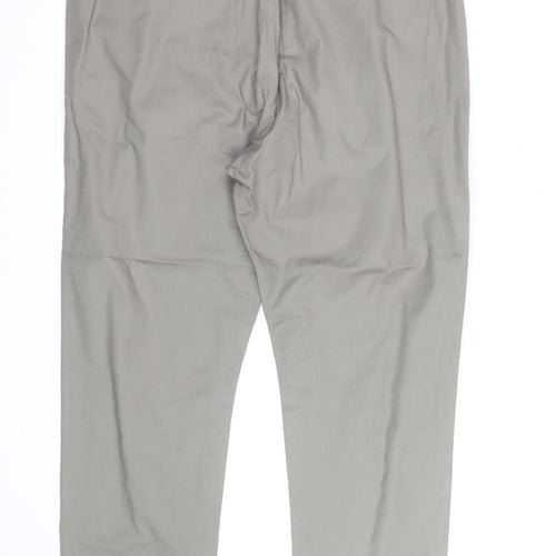 Marks and Spencer Autograph Men's Beige 40 Regular Tapered Cotton Trousers