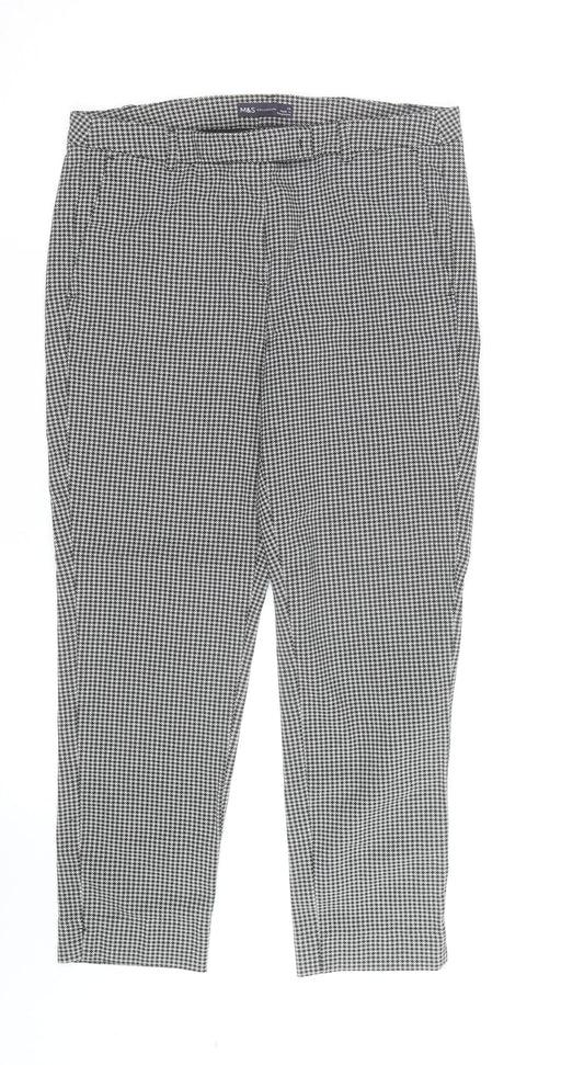 Marks and Spencer Women's Black Houndstooth Cropped Trousers Size 18