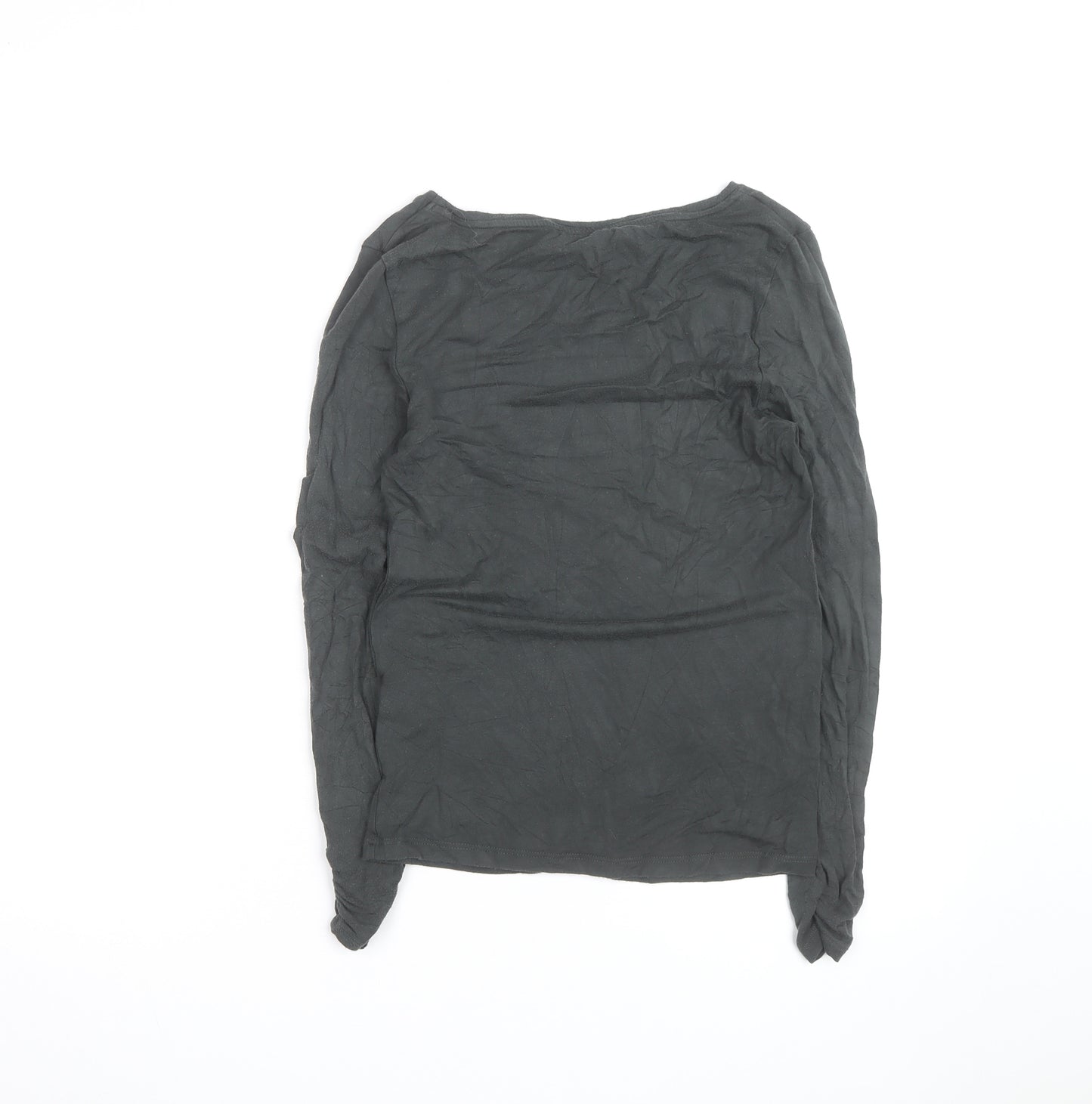 Mint Velvet Women's Black Long Sleeve Cotton Jersey Top Size 12