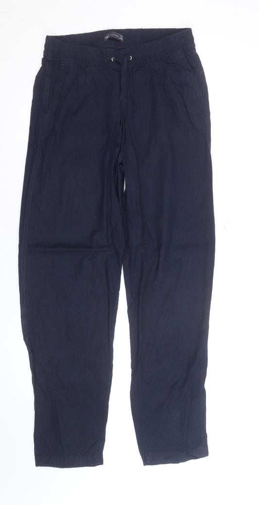 Marks and Spencer Women’s Blue Linen Blend Drawstring Trousers Size 14