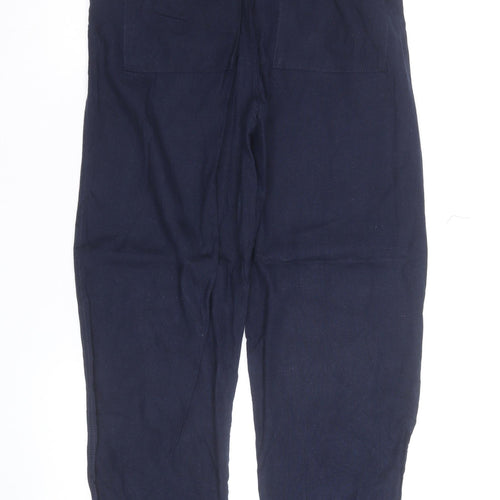 Marks and Spencer Women’s Blue Linen Blend Drawstring Trousers Size 14