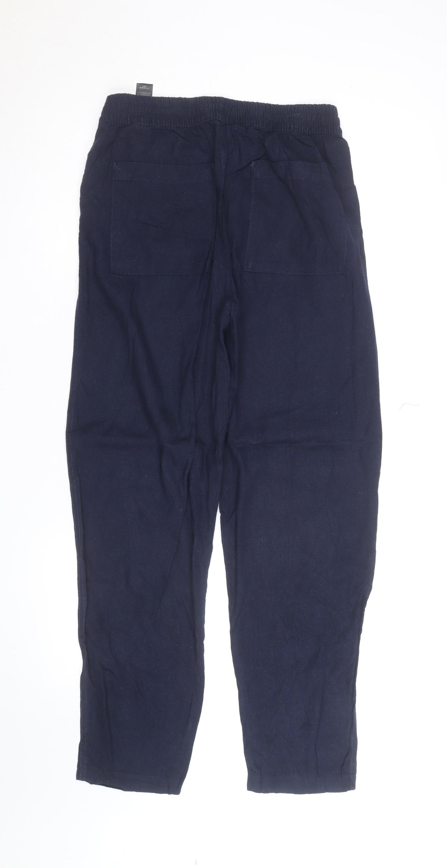 Marks and Spencer Women’s Blue Linen Blend Drawstring Trousers Size 14