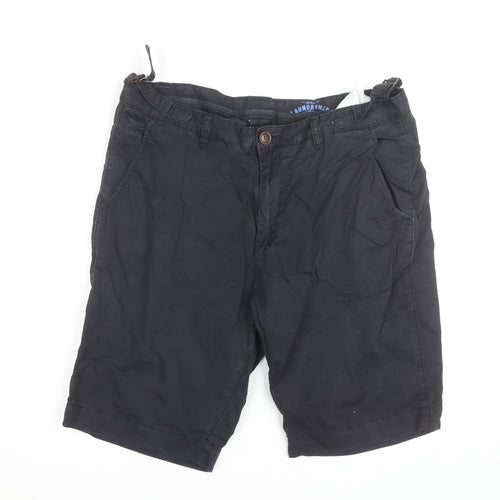 Barbour Men’s Black Chino Shorts Size 32 Regular Belted Casual
