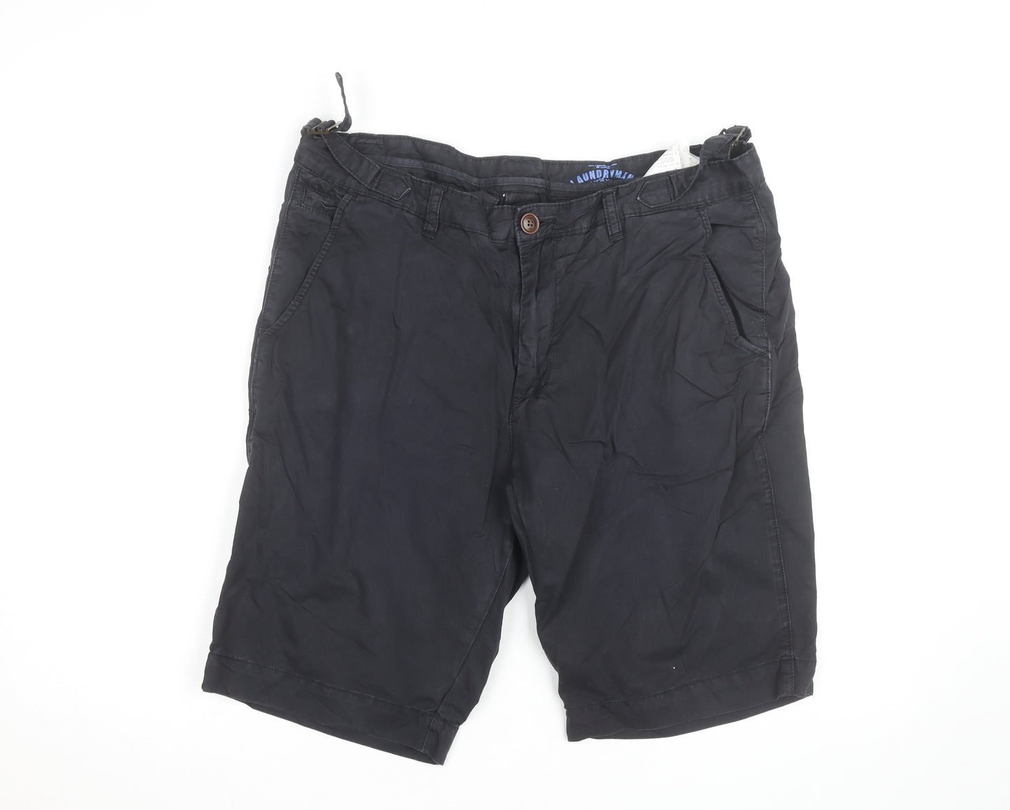 Barbour Men’s Black Chino Shorts Size 32 Regular Belted Casual