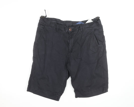 Barbour Men’s Black Chino Shorts Size 32 Regular Belted Casual