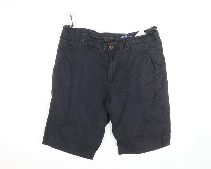 Barbour Men’s Black Chino Shorts Size 32 Regular Belted Casual