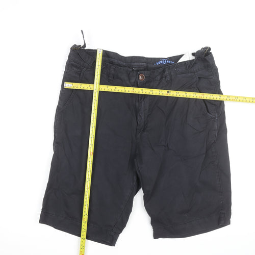 Barbour Men’s Black Chino Shorts Size 32 Regular Belted Casual