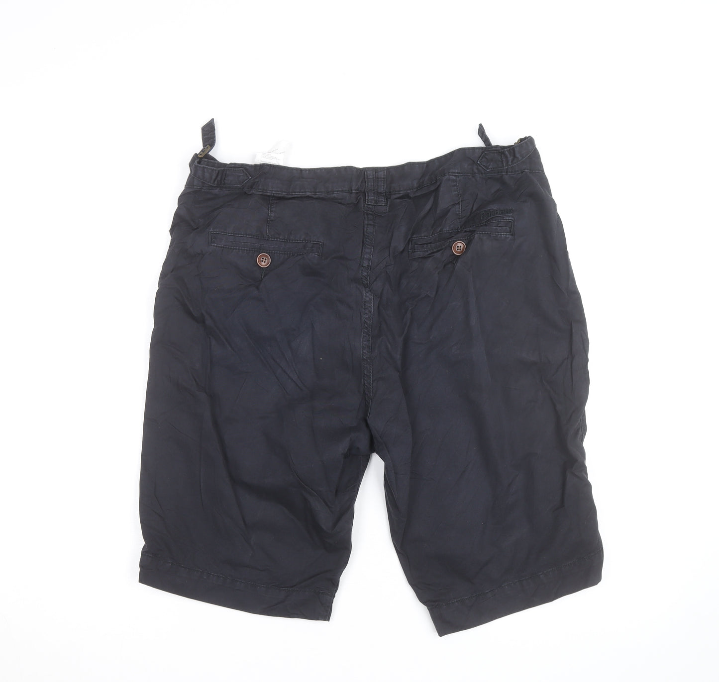 Barbour Men’s Black Chino Shorts Size 32 Regular Belted Casual