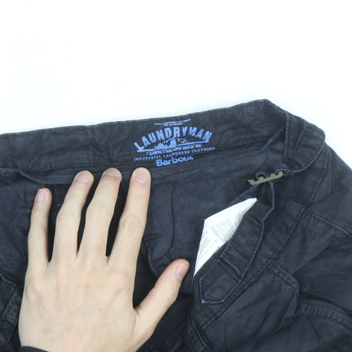 Barbour Men’s Black Chino Shorts Size 32 Regular Belted Casual