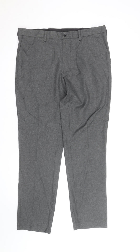 Marks and Spencer Men's Grey Slim Fit Dress Trousers 34R